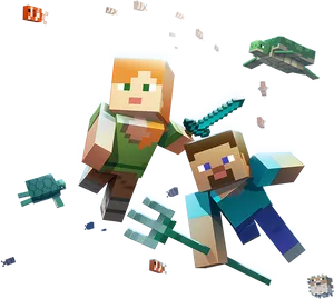 Minecraft Steveand Alex Adventure PNG Image