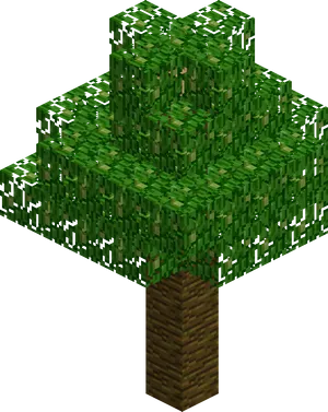 Minecraft Style Pixelated Tree PNG Image