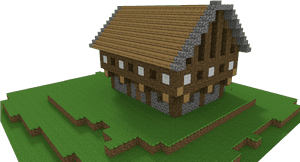 Minecraft Style Virtual Mansion Model PNG image with transparent background
