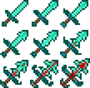 Minecraft Swords Pixel Art PNG Image