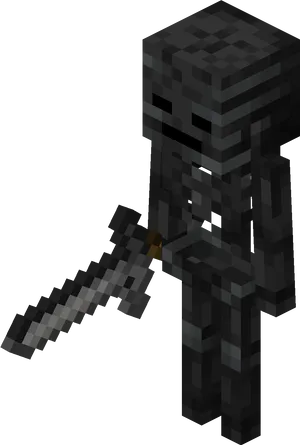 Minecraft_ Wither_ Skeleton_with_ Sword PNG Image