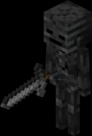 Minecraft_ Wither_ Skeleton_with_ Sword PNG image with transparent background