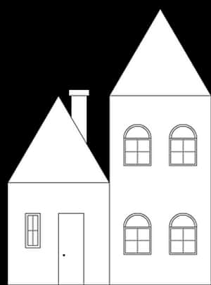 Minimalist Blackand White House Illustration PNG image with transparent background