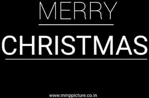 Minimalist Merry Christmas Greeting Blackand White PNG image with transparent background