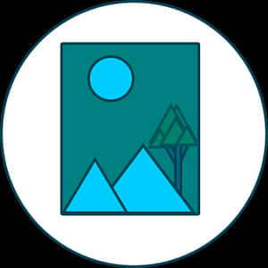 Minimalist Mountain Landscape Icon PNG image with transparent background