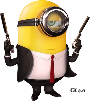 Minion_ Spy_with_ Guns PNG Image