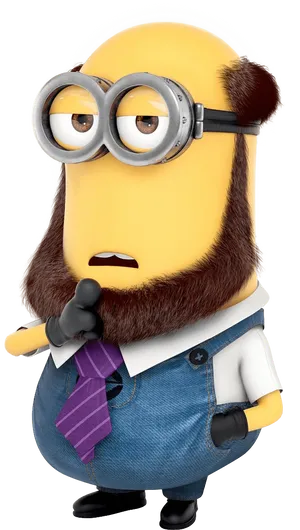 Minion_with_ Brown_ Hair_and_ Tie PNG Image