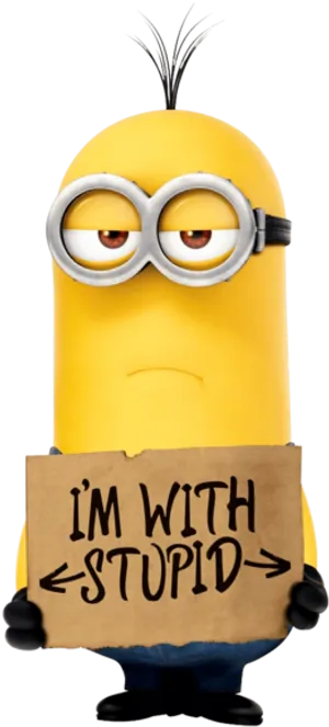 Minion With Im With Stupid Sign PNG Image