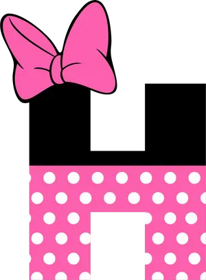 Minnie Inspired Letter H Graphic PNG Image