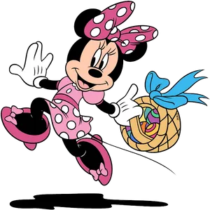 Minnie Mouse Easter Basket Illustration PNG Image