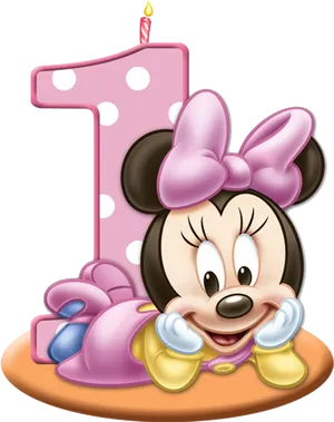 Minnie Mouse First Birthday Celebration PNG Image