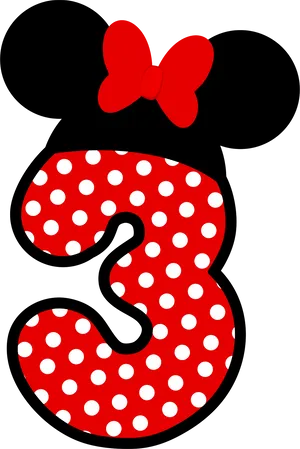 Minnie Mouse Number Three Graphic PNG Image