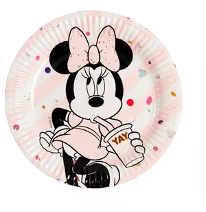 Minnie Mouse Paper Plate Design PNG Image