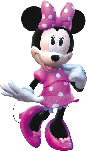 Minnie Mouse Pink Dress Polka Dots PNG Image