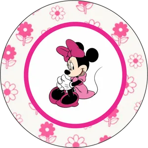 Minnie Mouse Pink Floral Design PNG Image