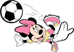 Minnie Mouse Playing Soccer PNG Image