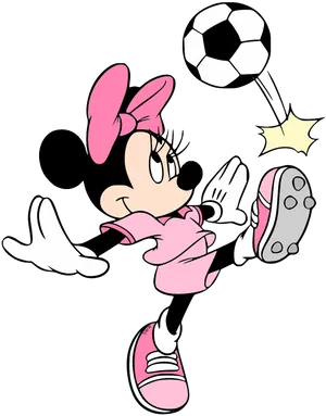 Minnie Mouse Playing Soccer PNG Image