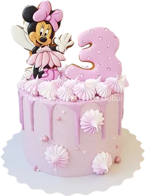 Minnie Mouse Third Birthday Cake PNG Image