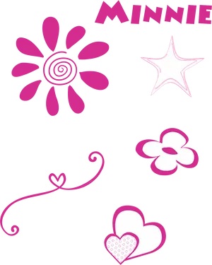 Minnie Rosa Floral Graphic PNG Image