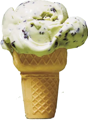 Mint Chocolate Chip Ice Cream Cone.png PNG Image