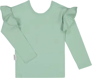 Mint Green Ruffle Sleeve Blouse PNG Image