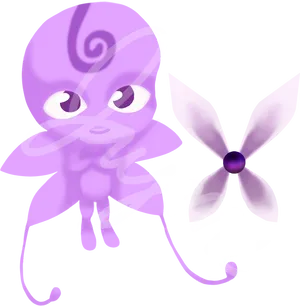 Miraculous_ Ladybug_ Purple_ Kwami_and_ Flower PNG Image