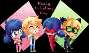 Miraculous Ladybug Valentines Day Celebration PNG image with transparent background