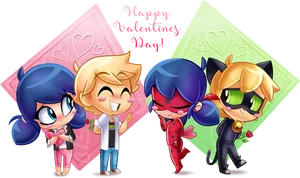 Miraculous Ladybug Valentines Day Celebration PNG Image