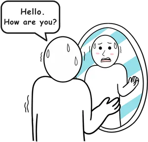 Mirror Anxiety Conversation Cartoon PNG Image