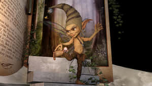 Mischievous Forest Elf Emerging From Book PNG with transparent background