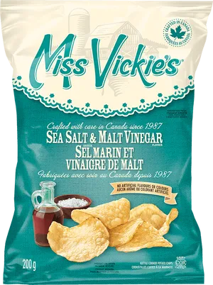 Miss Vickies Sea Salt Malt Vinegar Chips PNG Image