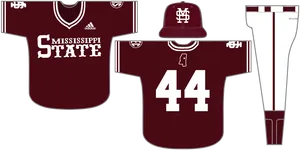 Mississippi State Baseball Uniform Design PNG Image