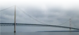 Misty Suspension Bridge Over Water PNG Image