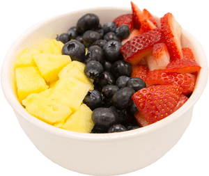 Mixed Fruit Bowl Fresh Berries Pineapple Strawberries PNG image with transparent background