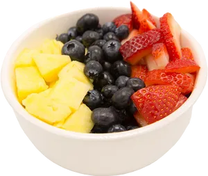 Mixed Fruit Bowl Fresh Berries Pineapple Strawberries PNG Image