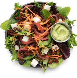 Mixed Greens Saladwith Avocado Dressing PNG Image