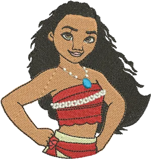 Moana Embroidered Character Design PNG Image