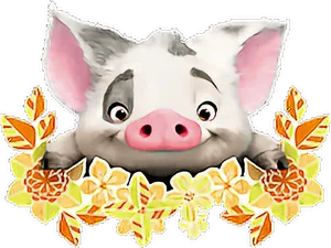 Moana_ Pua_ With_ Floral_ Wreath PNG Image