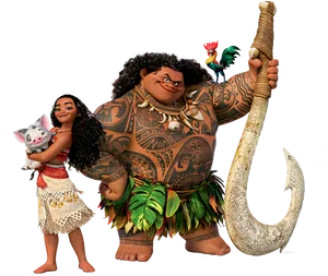 Moanaand Maui Adventure Ready PNG Image