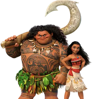 Moanaand Maui Characters PNG Image