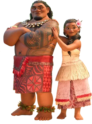 Moanaand Maui Smiling Together PNG Image