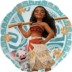 Moanaand Puawith Oar PNG Image