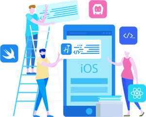 Mobile App Development Team Illustration PNG image with transparent background
