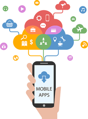 Mobile Apps Cloud Concept PNG image with transparent background