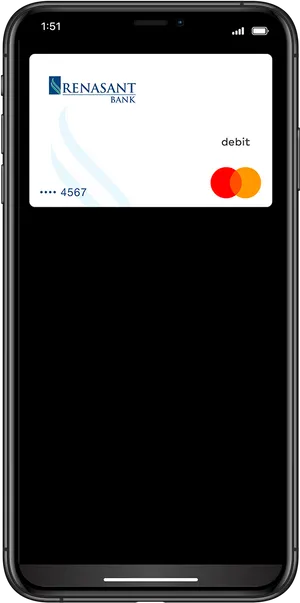 Mobile Banking App Debit Card Display PNG Image