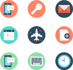 Mobile Communication Travel Icons PNG image with transparent background