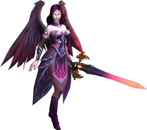 Mobile Legends Female Warriorwith Wingsand Sword PNG Image