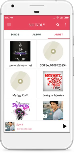 Mobile Music Player Interface PNG Image