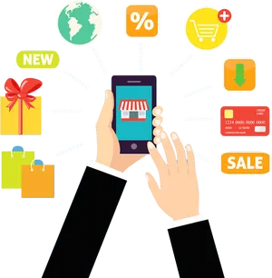 Mobile Online Shopping Concept PNG Image