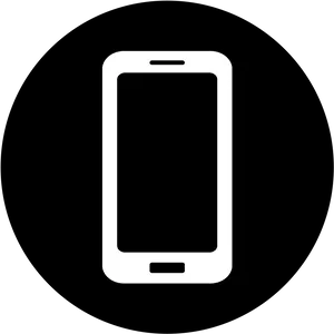 Mobile Phone Icon Black Circle Background PNG Image